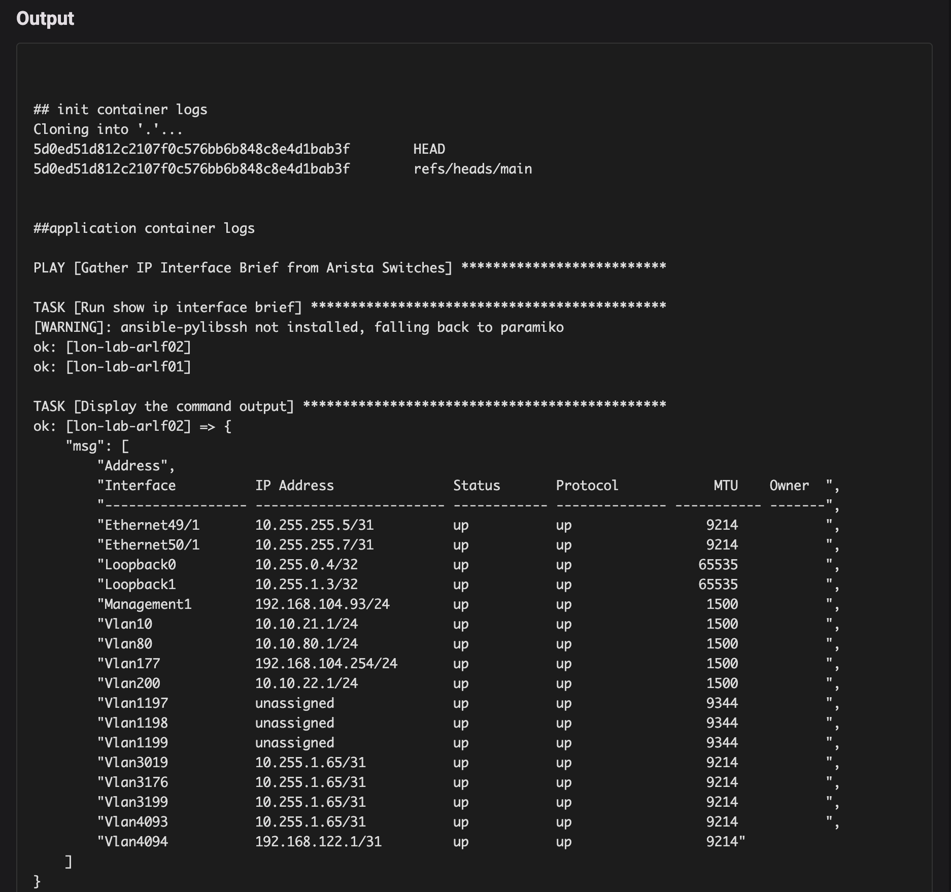 Kriten view Ansible job