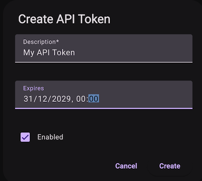 New Kriten API token