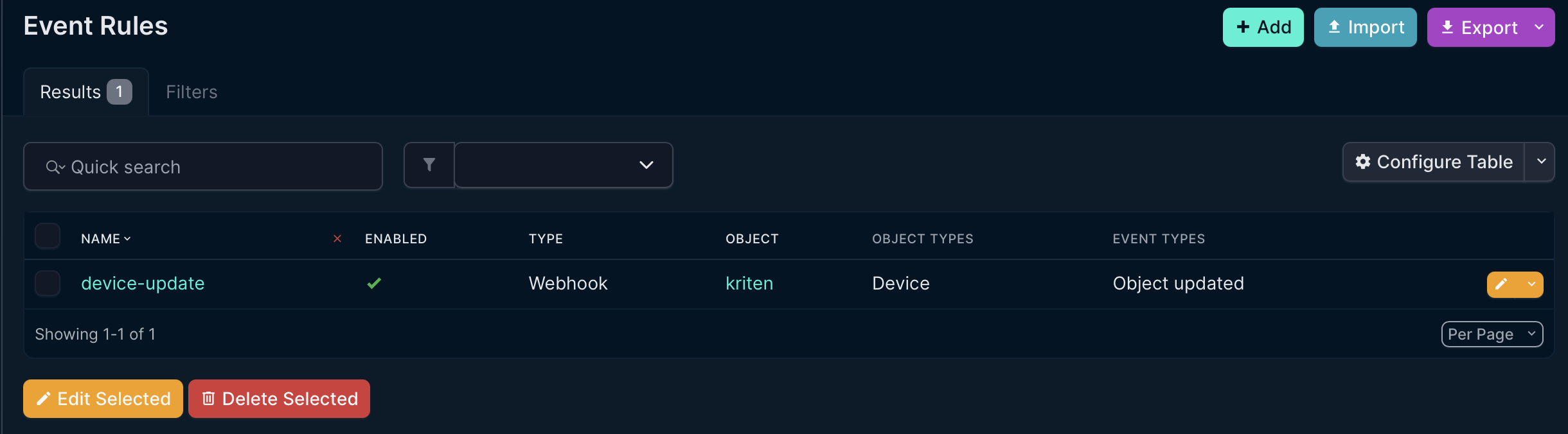 Netbox Event Rules